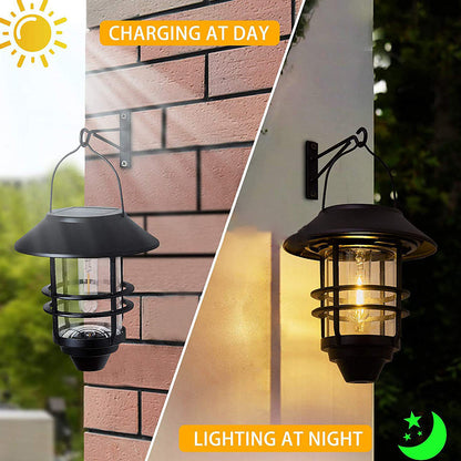 Solar Lantern Cylinder 1-Light Hanging Wall Sconce Lamp