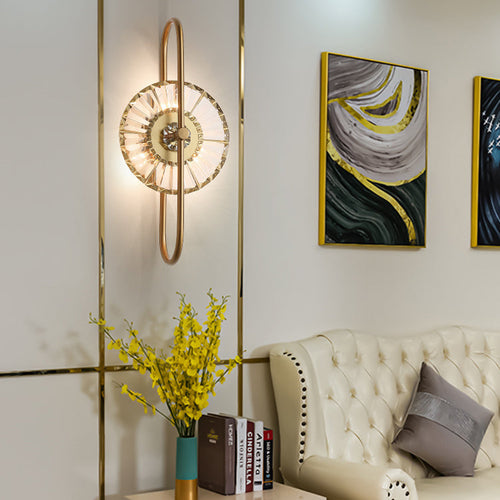 Scandinavian Striped Iron Crystal 3-Light Wall Sconce Lamp