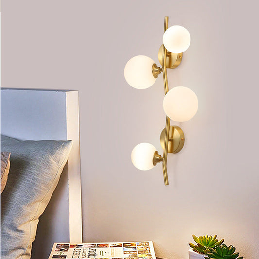 Gold Spherical Copper Glass Shade 4-Light Wall Sconce Lamp