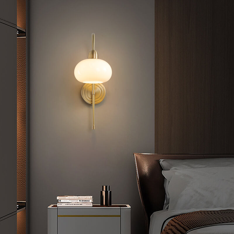 Modern Luxury Brass Glass Dome 1-Light Wall Sconce Lamp