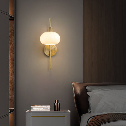 Modern Luxury Brass Glass Dome 1-Light Wall Sconce Lamp