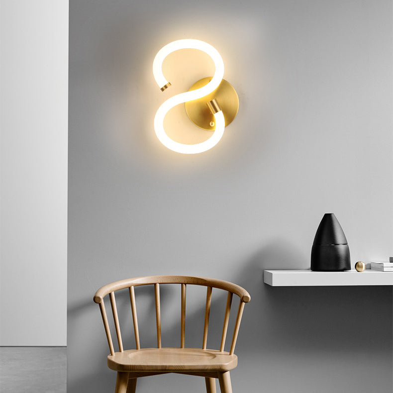 Brass Oval Figure Six Eight Letter LED Wall Sconce Lamp