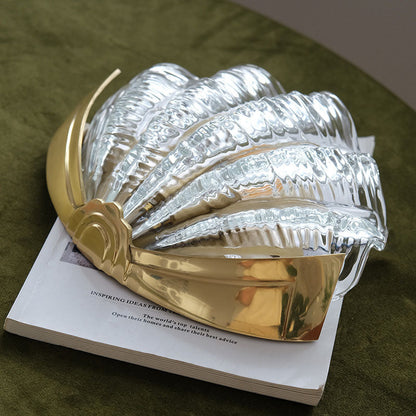 Modern Art Deco Shell Brass Glass 1-Light Wall Sconce Lamp