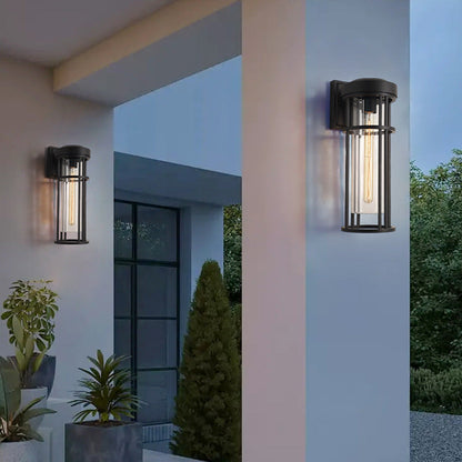 Simplicity Glass Cylinder 1-Light Outdoor Wall Sconce Lamp