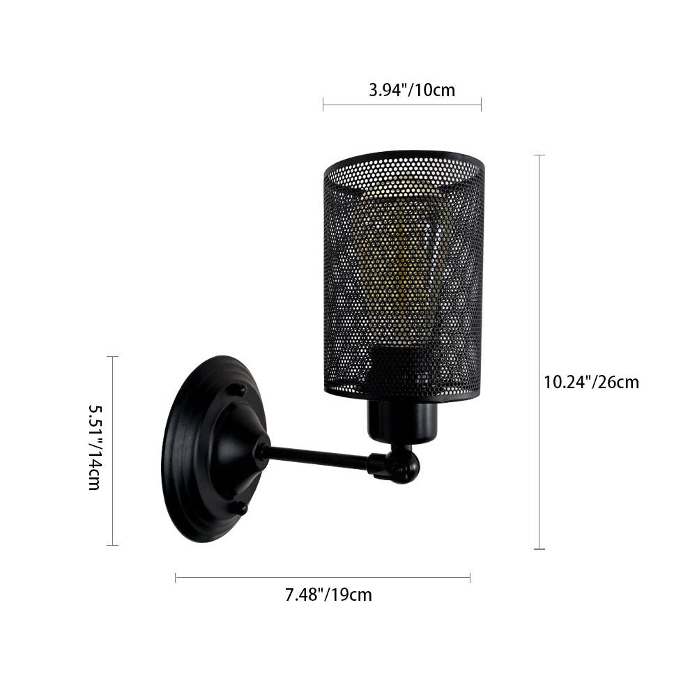 Farmhouse Iron Mesh Cylinder 1-Light Wall Sconce Lamp