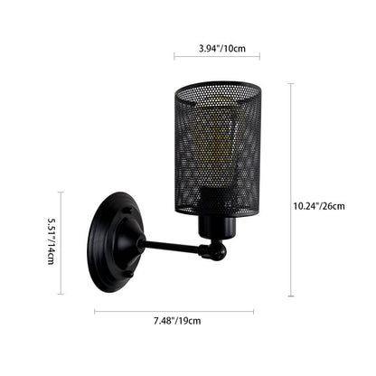 Farmhouse Iron Mesh Cylinder 1-Light Wall Sconce Lamp