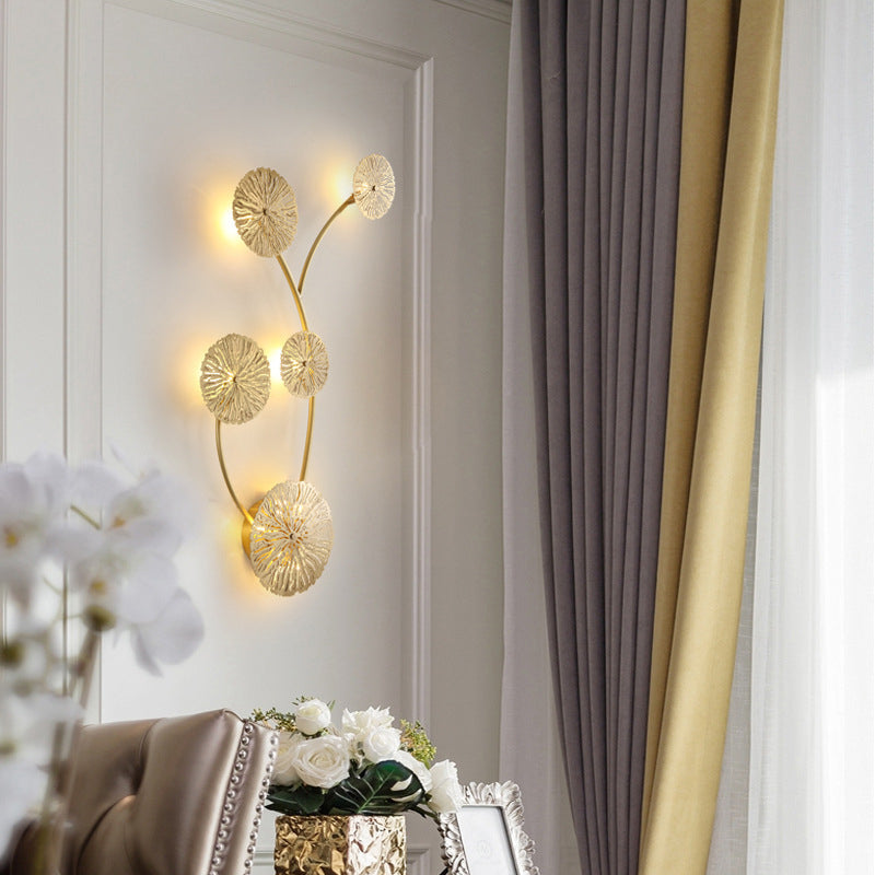 Full Hollow Lotus Leaf Cluster 3/5/7-Light Wall Sconce Lamp