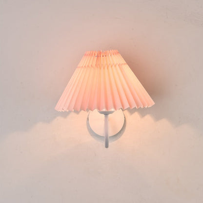 Mushroom Curved Rod Iron Fabric 1-Light Wall Sconce Lamp