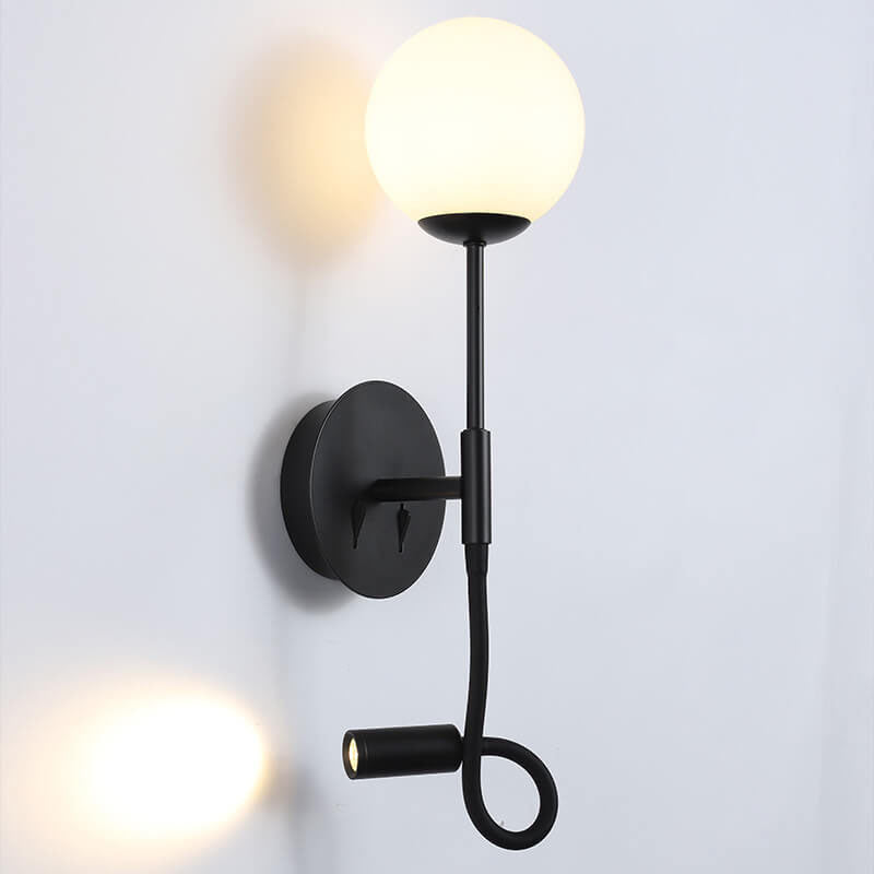 Round Glass Ball Silicone Hose 1-Light Wall Sconce Lamp