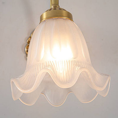 European Floral Copper Glass 1-Light Wall Sconce Lamp