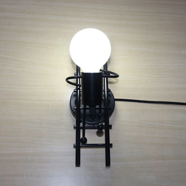 Little People Climbing Stairs Iron 1-Light Wall Sconce Lamp