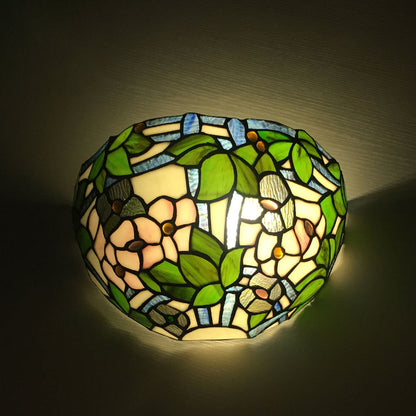 Tiffany Flower Dragonfly 1-Light Wall Sconce Lamp