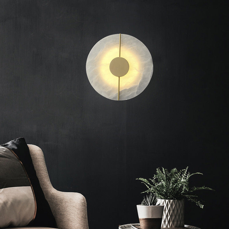 Scandinavian Copper Marble Round Oval LED Wall Sconce Lamp