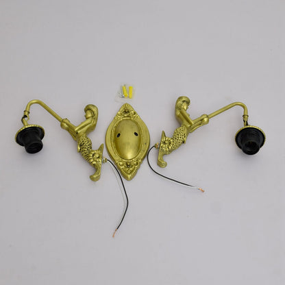 Tiffany Mermaid Stained Glass 2-Light Wall Sconce Lamp