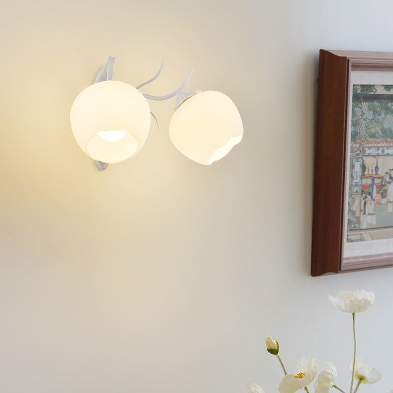 Nordic Floral Glass Round 1/2 Light Wall Sconce Lamp
