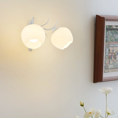 Nordic Floral Glass Round 1/2 Light Wall Sconce Lamp