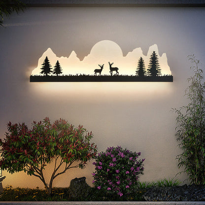Chinese Landscape Painting Outside LED Wall Sconce Lamp