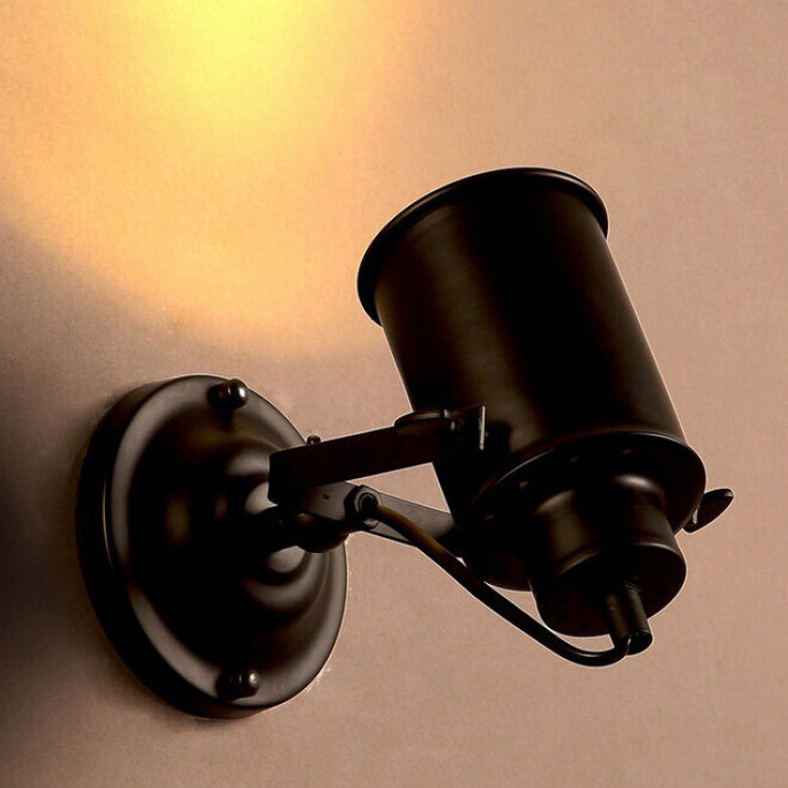 Traditional Vintage Cylinder Iron 1-Light Wall Sconce Lamp