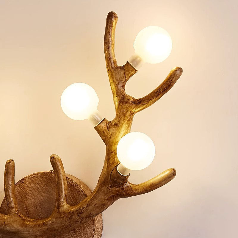 Resin Tree Branch Glass Ball 6-Light Wall Sconce Lamp