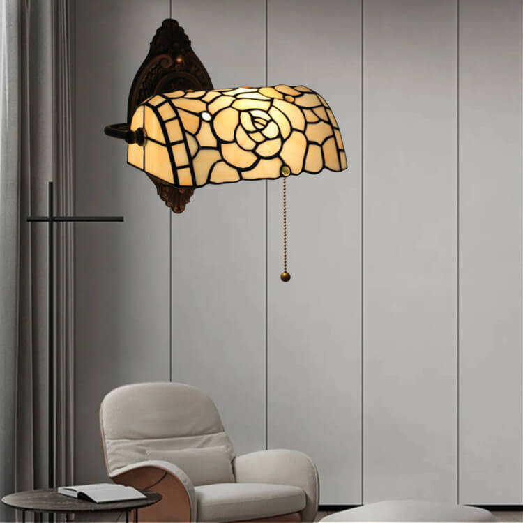 Tiffany Floral Stained Glass 1-Light Wall Sconce Lamp