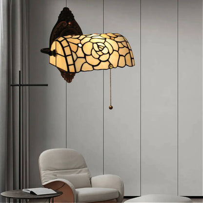 Tiffany Floral Stained Glass 1-Light Wall Sconce Lamp