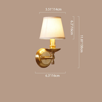 Trapezoidal Copper Fabric 1-Light Wall Sconce Lamp