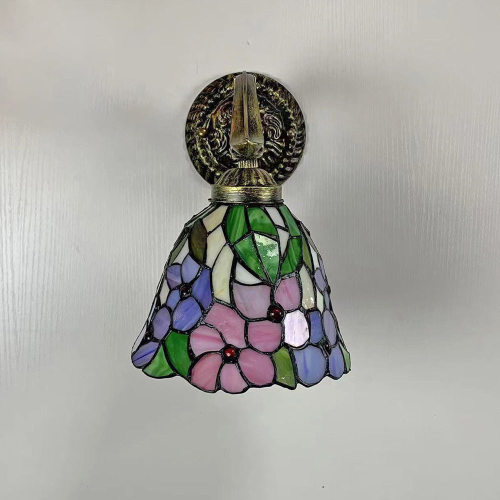 Tiffany Zinc Alloy Stained Glass 1-Light Wall Sconce Lamp