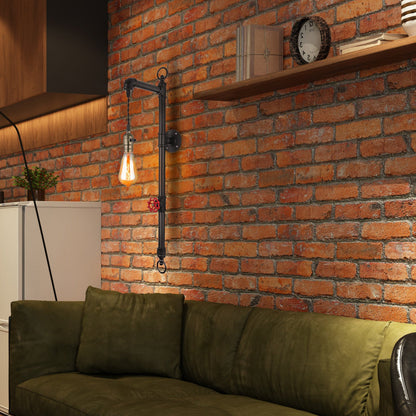 Steampunk Pipe Strip Iron 1-Light Wall Sconce Lamp