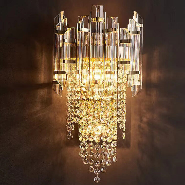 Tassel Crystal Stainless Steel 3-Light Wall Sconce Lamp