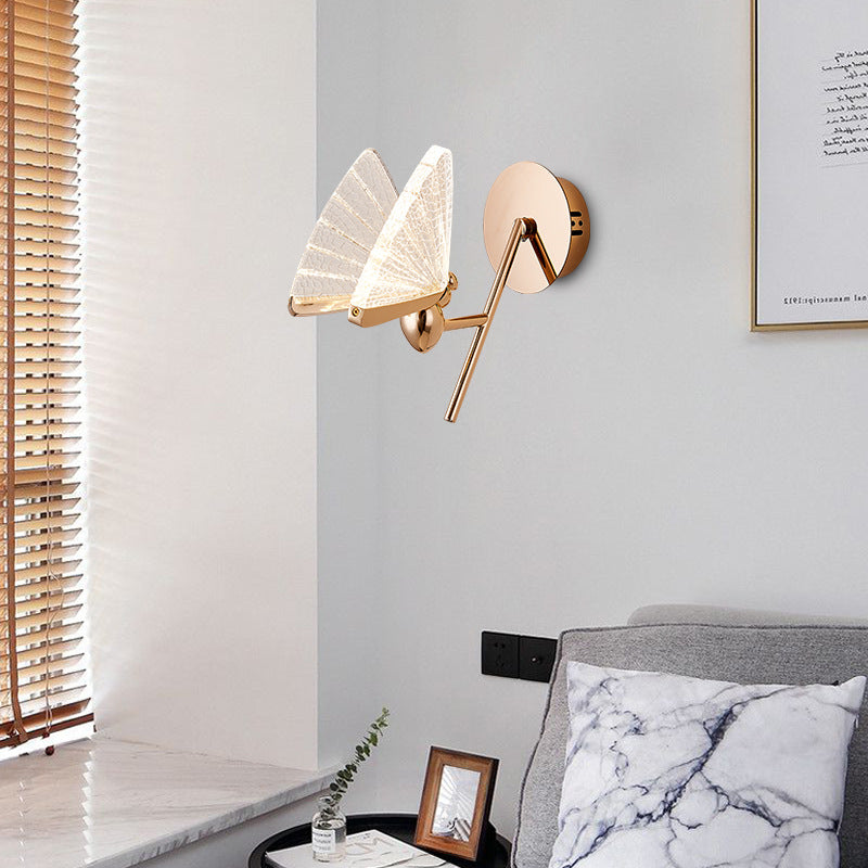 Deco Alloy Butterfly Shape Acrylic LED Wall Sconce Lamp