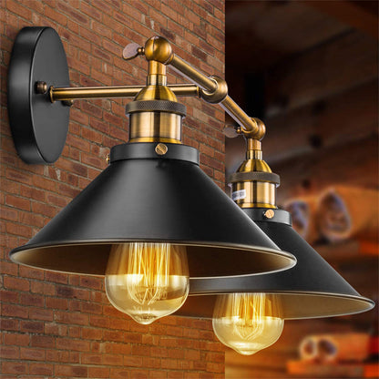 Industrial Tapered Pipe Iron 2-Light Wall Sconce Lamp