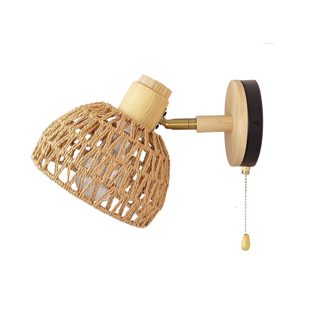 Farmhouse Weaving Hollow Out Dome 1-Light Wall Sconce Lamp