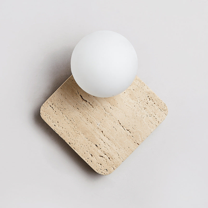 Minimalist Square Stone Glass 1-Light Wall Sconce Lamp