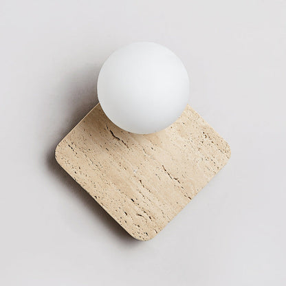 Minimalist Square Stone Glass 1-Light Wall Sconce Lamp