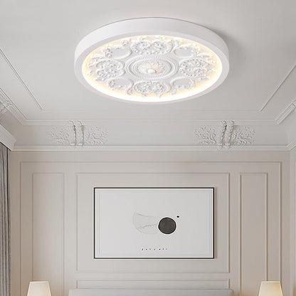 Modern Minimalist Carved Iron Resin LED Flush Mount Light