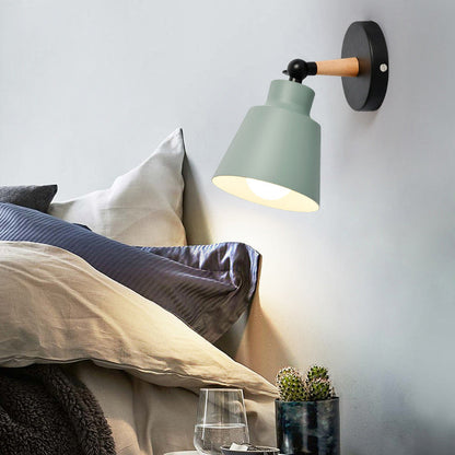 Cylindrical Aluminum Wood 1-Light Wall Sconce Lamp