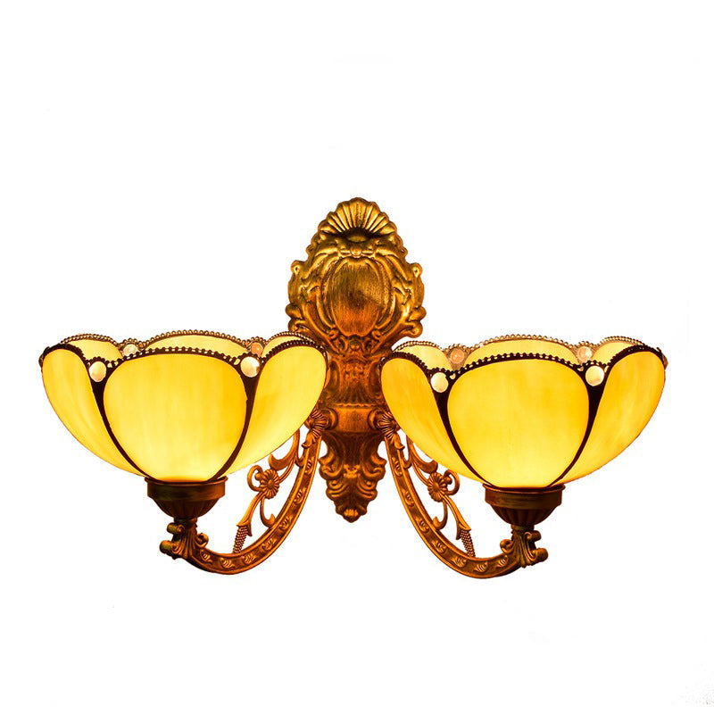 Tiffany Petal Stained Glass 2-Light Wall Sconce Lamp
