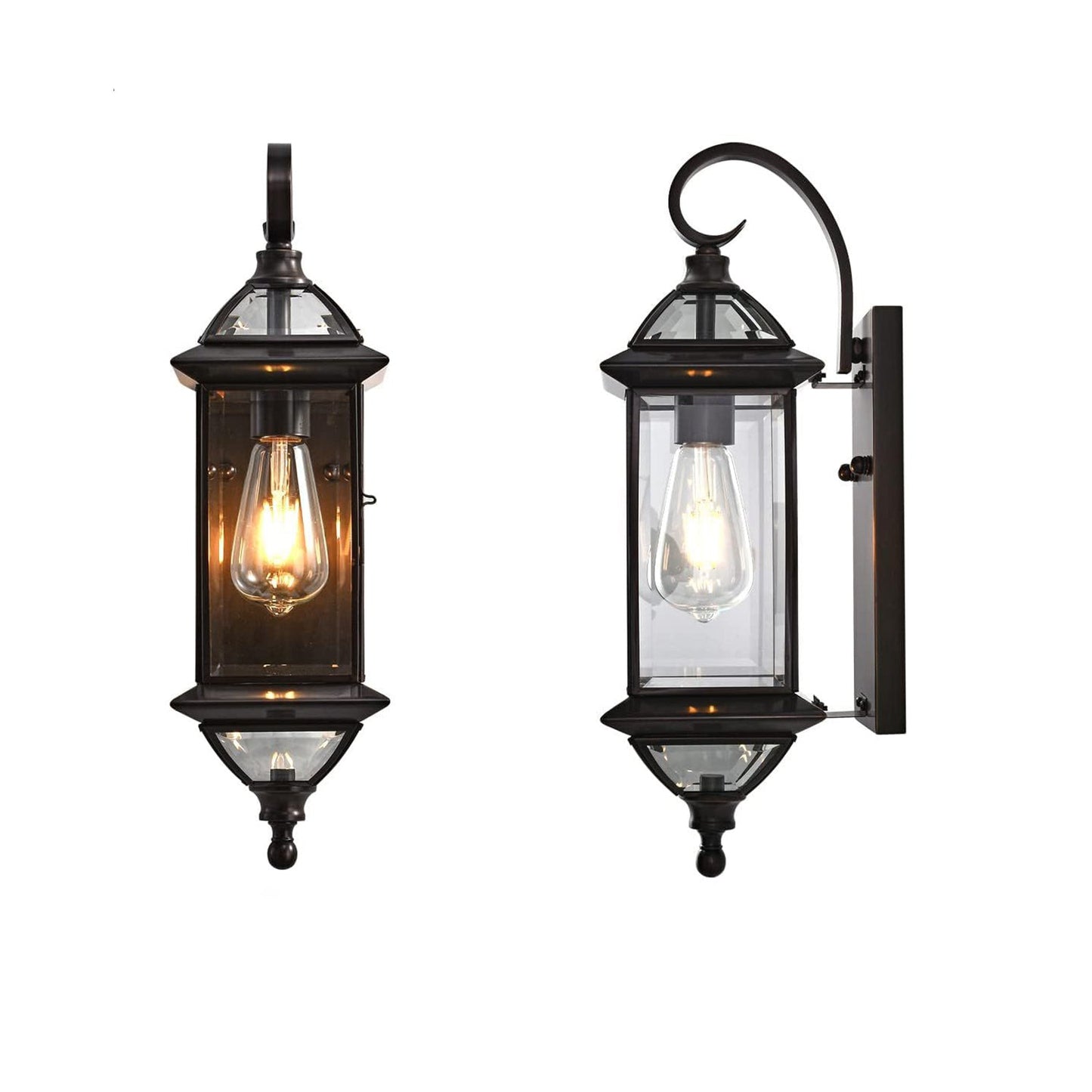 Copper Glass Lantern 1-Light Waterproof Wall Sconce Lamp
