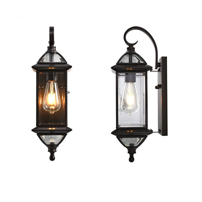 Copper Glass Lantern 1-Light Waterproof Wall Sconce Lamp