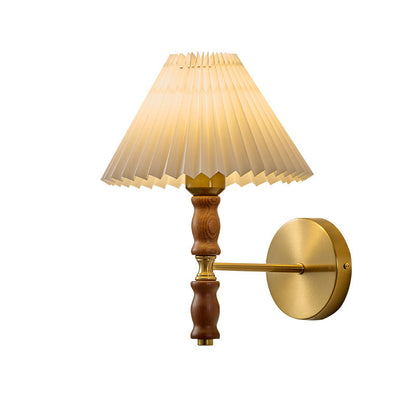 Japanese Ceramic Conic Pleated 1-Light Wall Sconce Lamp