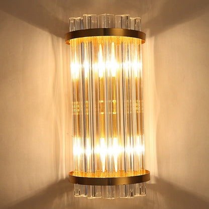 Luxury Crystal Plated Column 2-Light Wall Sconce Lamp