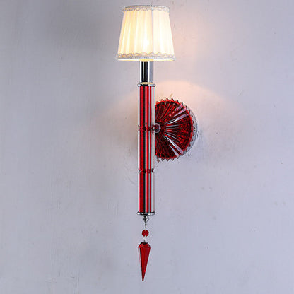 European Light Crystal Fabric 1-Light Wall Sconce Lamp