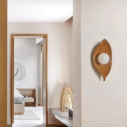 Japanese Leaf Resin Plastic 1-Light Wall Sconce Lamp