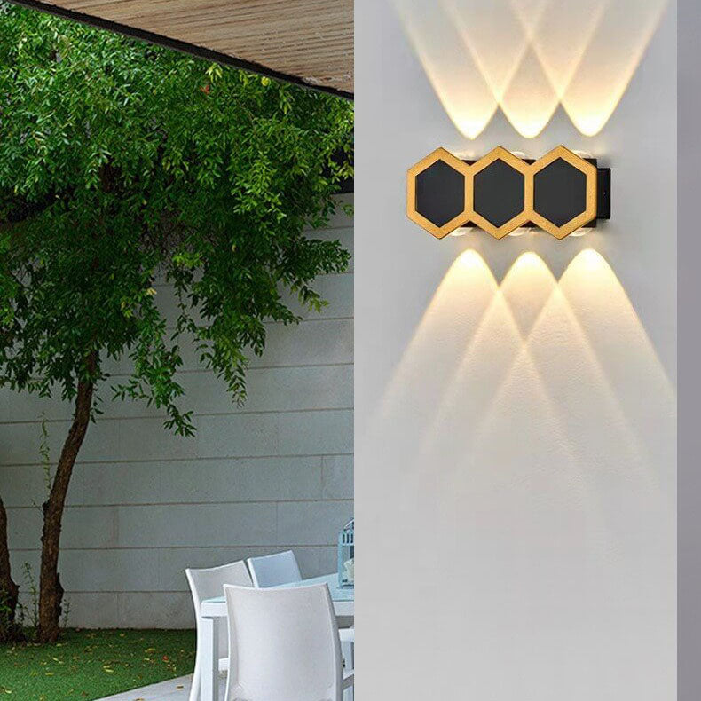 Outdoor Combination Black Gold LED Wall Sconce Lamp