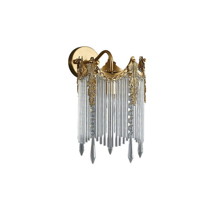 European Iron Glass Polygon Crown 1-Light Wall Sconce Lamp