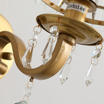 Golden Finish Frame Crystal Shade 1-Light Wall Sconce Lamp