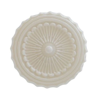 French Vintage White Jade Glass Stripes Round Drum LED Semi-Flush Mount Ceiling Light