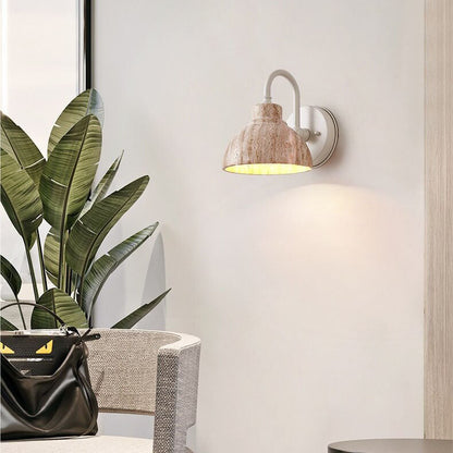Japanese Travertine Bowl Shape 1-Light Wall Sconce Lamp