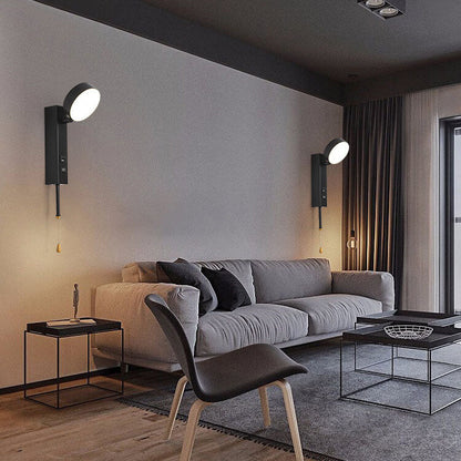Minimalist Round Rectangular Base USB LED Wall Sconce Lamp