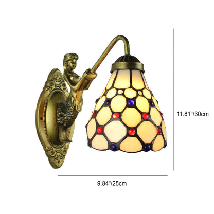 Tiffany Conical Stained Glass 1-Light Wall Sconce Lamp